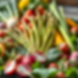 Vibrant spring vegetables including asparagus and radishes