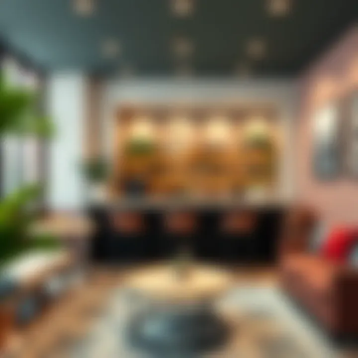 Stylish bar area with furniture arrangement