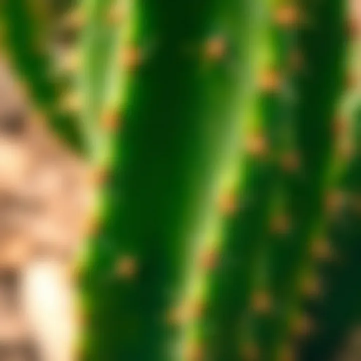 Close-up of a healthy elongated cactus showcasing its unique texture